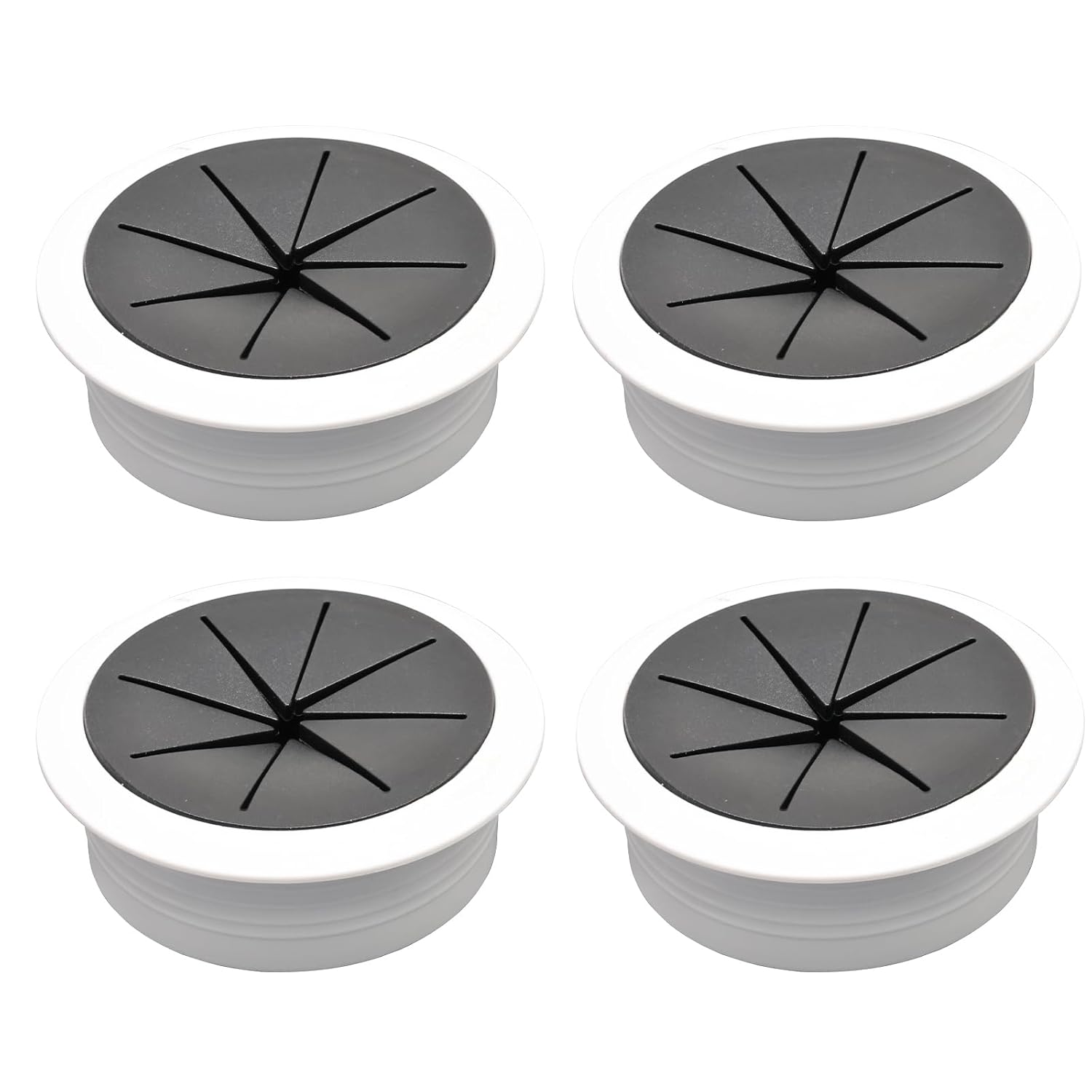 Desk Grommet 2" (50 mm), Desk Hole Cover for Cables White and Black, Cable Grommet ABS Plastic, Desk Hole Grommet for Office and Home Table Cable, Flexible Cable Cord Organizer-4 Pcs