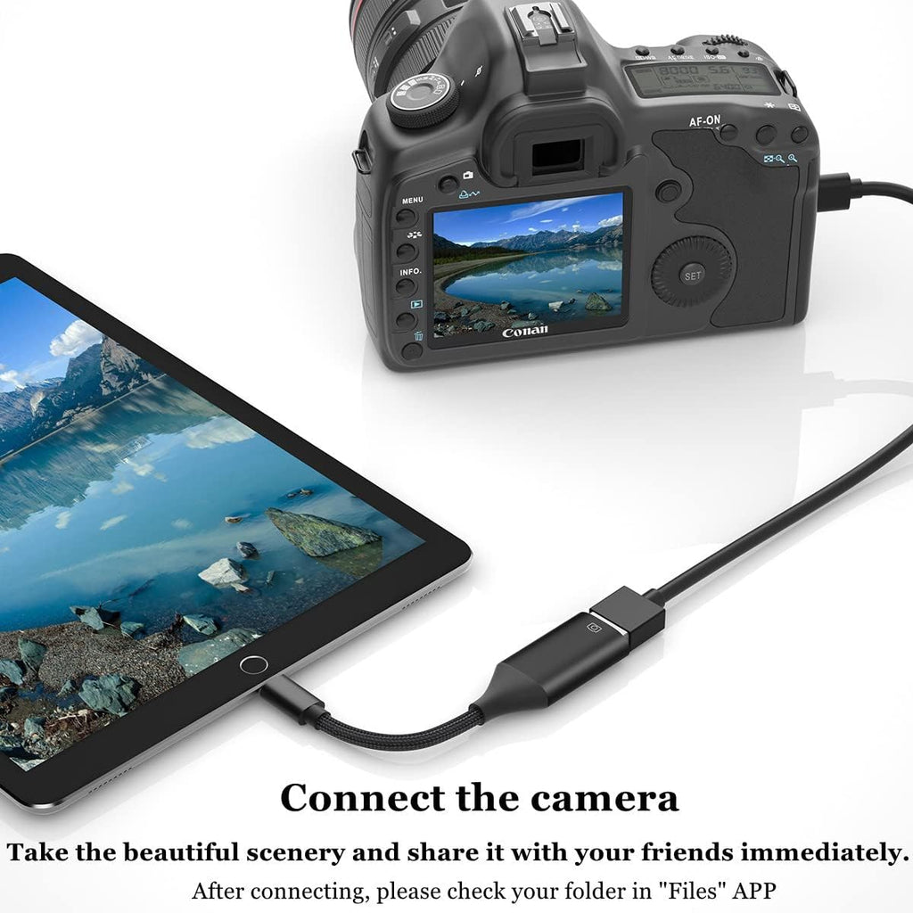 IVSHOWCO Camera Adapter for iPhone, iPad to USB OTG Cable Adapter, Supports USB Flash Drive, Card Reader, Mouse, Keyboard, MIDI
