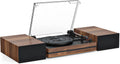 Vinyl Record Player with Speakers Vintage Turntable for Vinyls Records External Speakers Belt-Driven Turn Table Support 3-Speed Wireless Playback Headphone AUX-in LP Phonograph Audio Sound Wood Red