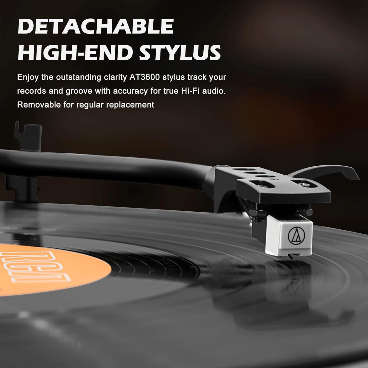 LP&No.1 Vinyl Record Player with Built-in Speakers, Vinyl Turntable with Magnetic Cartridge, Wireless,USB Recording and Playback,BT Out, Aux-in, Headphone Output,Auto Off, AT-3600L, 2-Speed Player