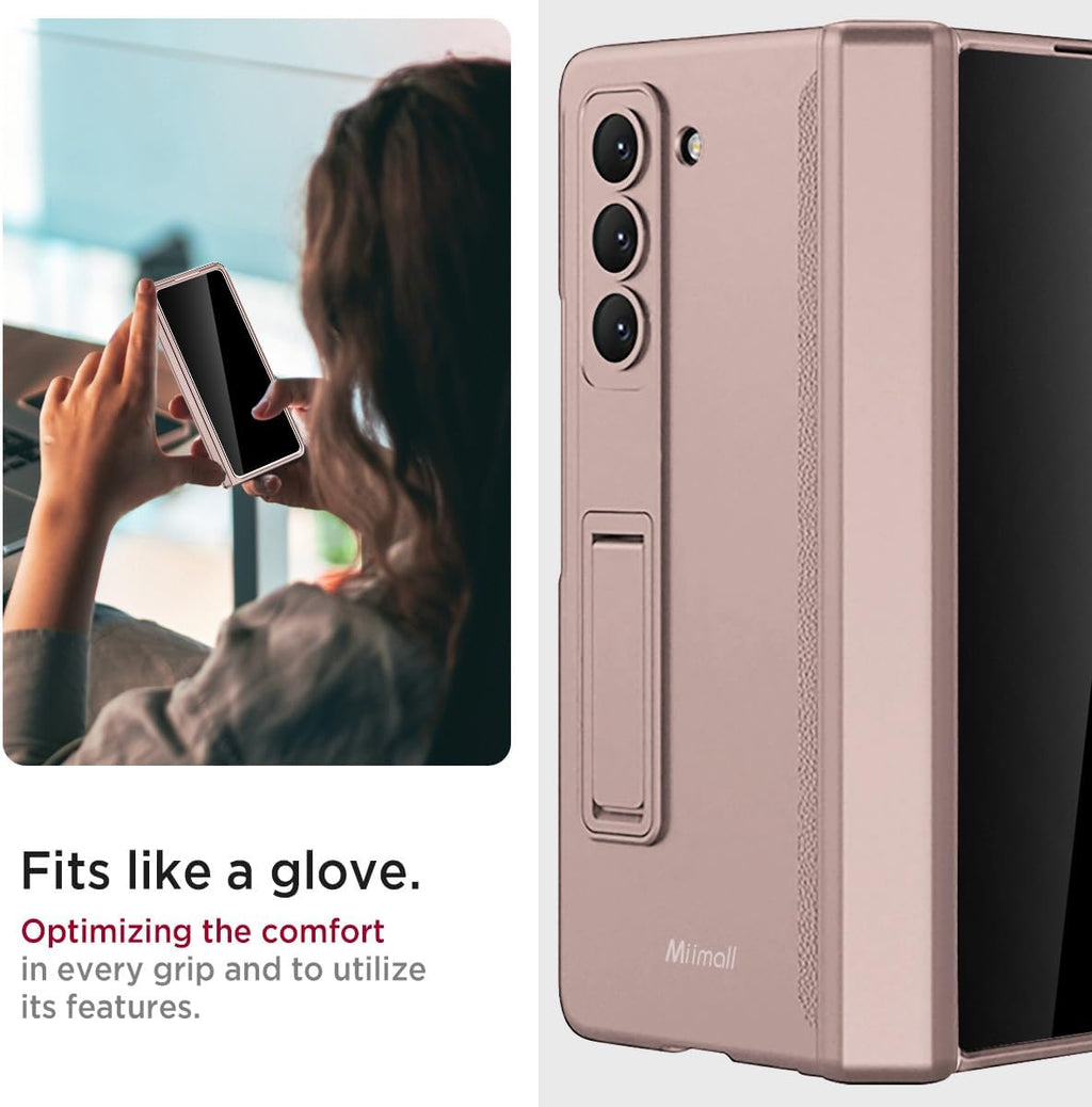 Miimall for Samsung Galaxy Z Fold 6 Case with Privacy Screen Protector, [Anti Spy] Built-in Adjustable Kickstand & Magnetic Hinge Protection Full-Body Protective Case for Galaxy Z Fold 6 5G Pink
