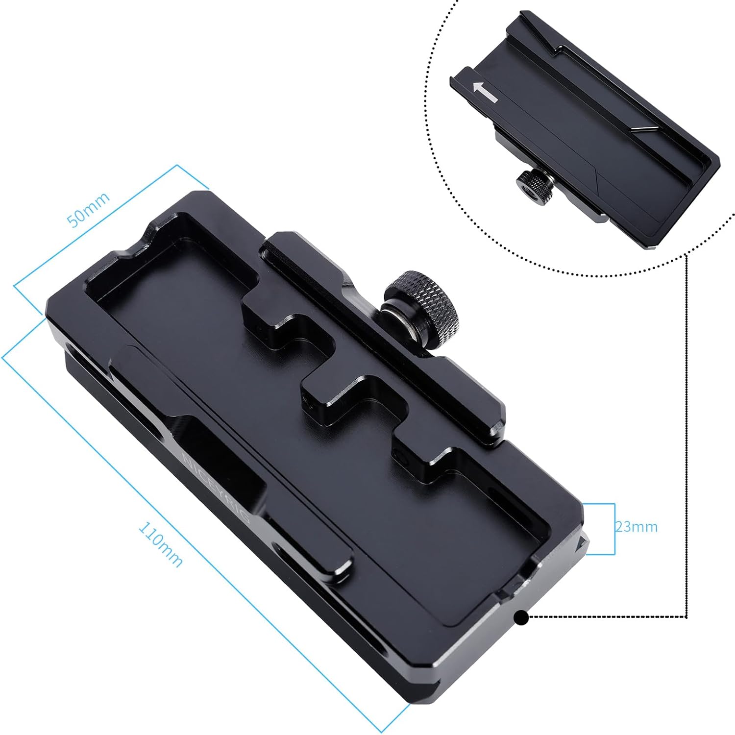 NICEYRIG Extended Quick Release Plate for Manfrotto-Style to Quick Release Clamp for Arca-Swiss, Tripod to Gimbal Adapter Applicable for DJI RS 4/4 Pro/3/3 Pro/2/RSC2, Ronin S - 563