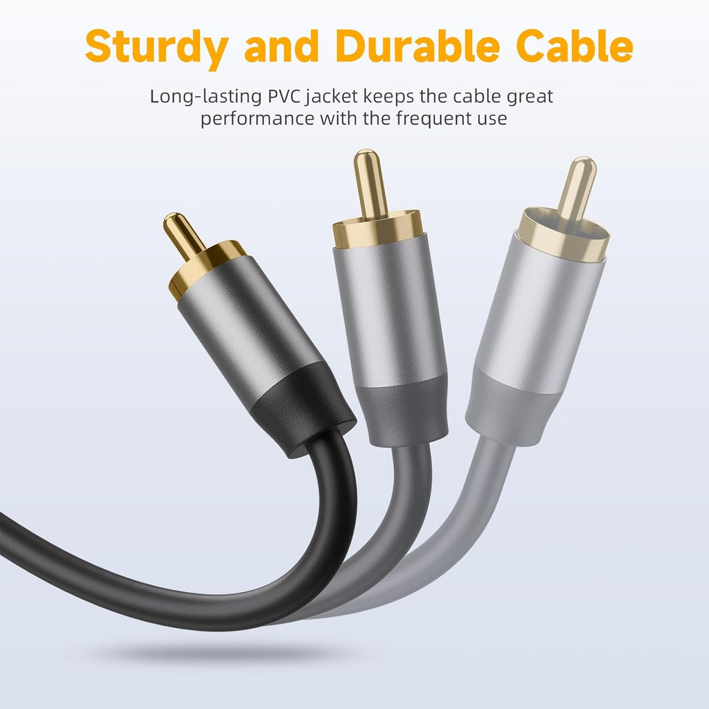 2RCA to 2RCA Cable 4.9FT (Male to Male), Gold-Plated Stereo Audio Cable for Home Theater, HDTV, Amplifier, Hi-Fi Systems, Car Audio, Gaming Consoles, Speakers, Subwoofer (4.9FT/1.5M)