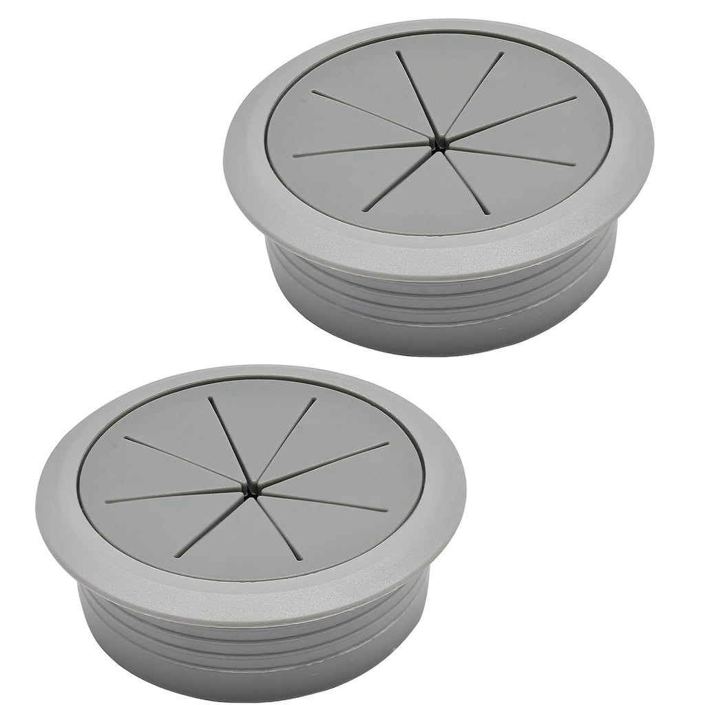 Desk Grommet 2-3/8" (60 mm), Desk Hole Cover for Cables Dark Grey, Cable Grommet ABS Plastic, Desk Hole Grommet for Office and Home Table Cable, Detachable & Flexible Cable Cord Organizer-2 Pcs