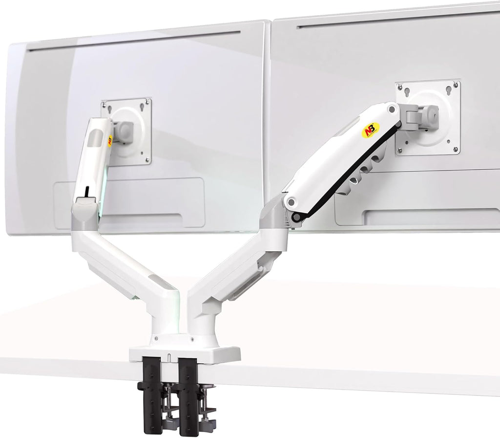 NB North Bayou Dual Monitor Desk Mount Stand Full Motion Swivel Computer Monitor Arm for Two Screens 17-27 Inch with 4.4~19.8lbs Load Capacity for Each Display F160-W