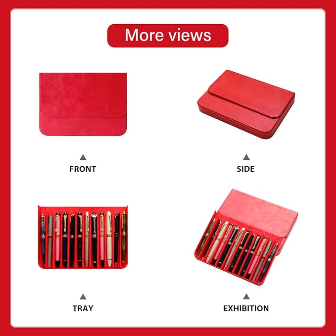 Leather 12 Fountain Pen/Pencil Tray Case Organizer, Fashion Design, Magnetic - Image 5