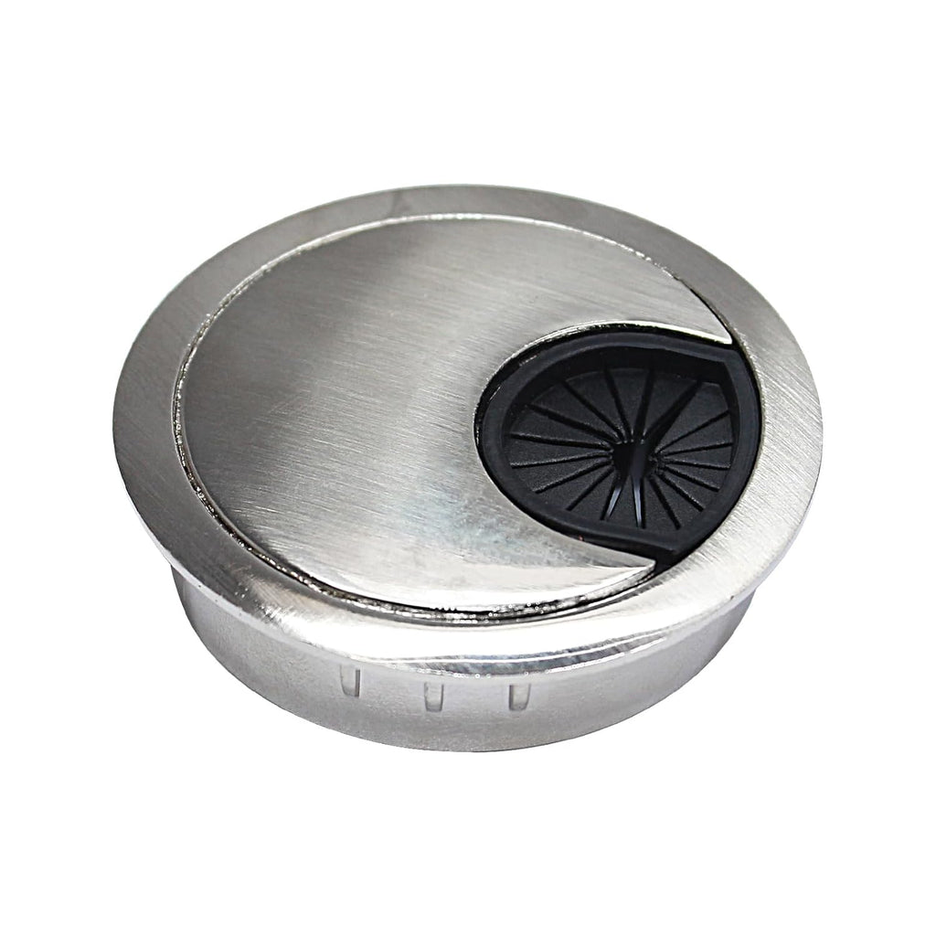 1 Pcs Desk Grommet 2" / 50 mm, Desk Cord Hole Cover, Cable Grommet Metal Zinc Alloy Materilal, Desk Hole Grommet for Home & Office Pc, Detachable Cable Cord Organizer-Brushed Silver