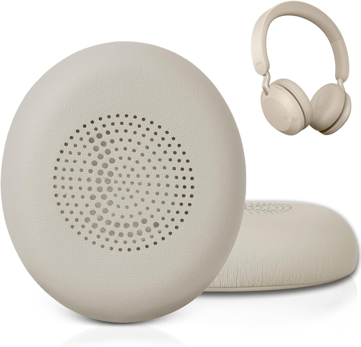Ear Pads for Jabra Elite 45h - Replacement Ear Cushions for Evolve2 65 40 MS UC USB On-Ear Wireless Headphones - Protein Leather Memory Foam (Gold Beige)