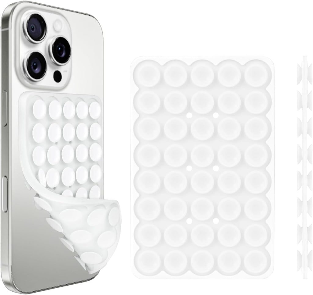 1 Pack Silicone Suction Cup Phone Case Mount Double Sided, Phone Accessories Hands-Free Strong Grip Holder for Selfies and Videos, Silicon Phone Stand Sticky for iPhone and Android Transparent