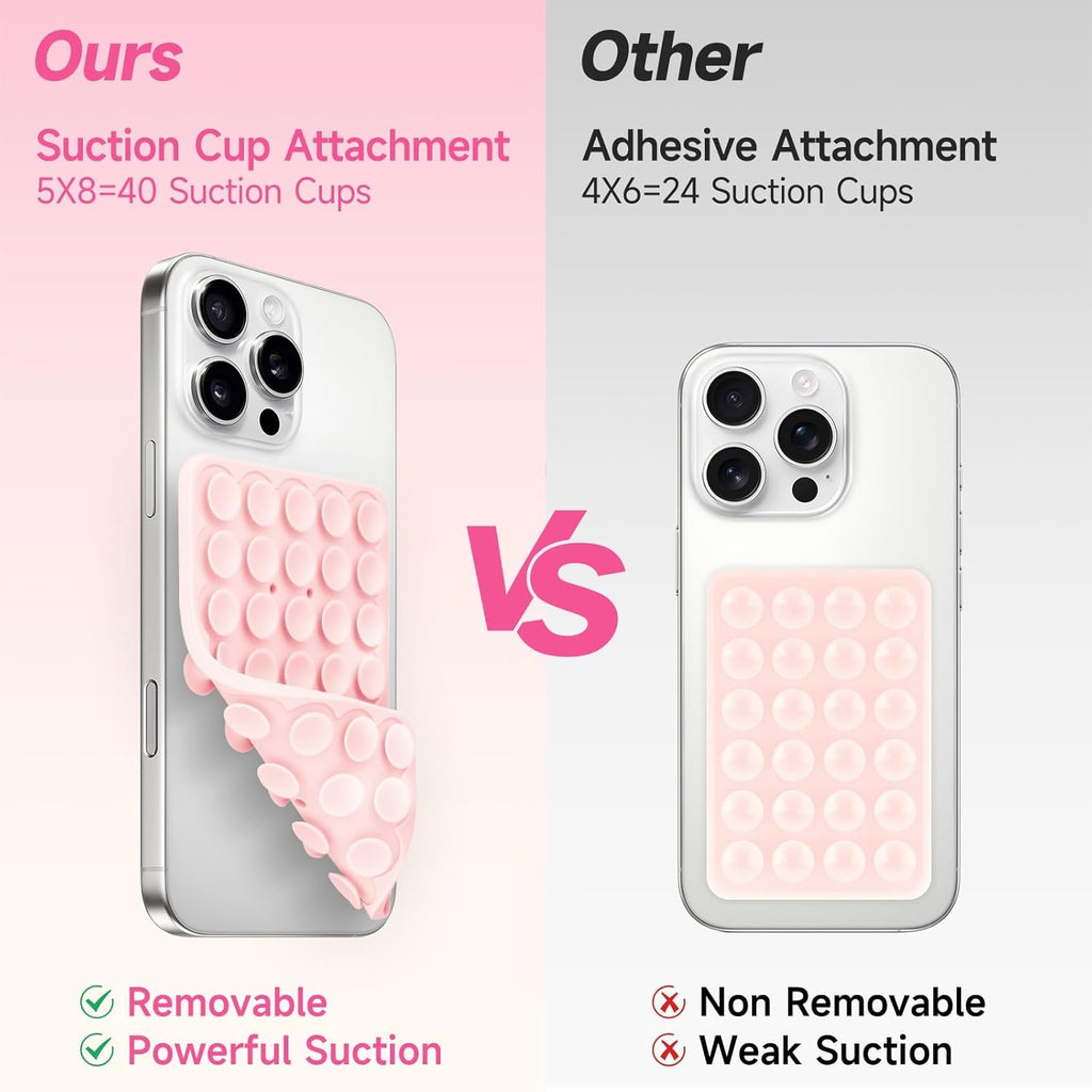 Silicone Suction Cup Phone Case Mount Double Sided, Phone Accessories Hands-Free Strong Grip Holder for Selfies and Videos, Silicon Phone Stand for iPhone and Android Sky Blue