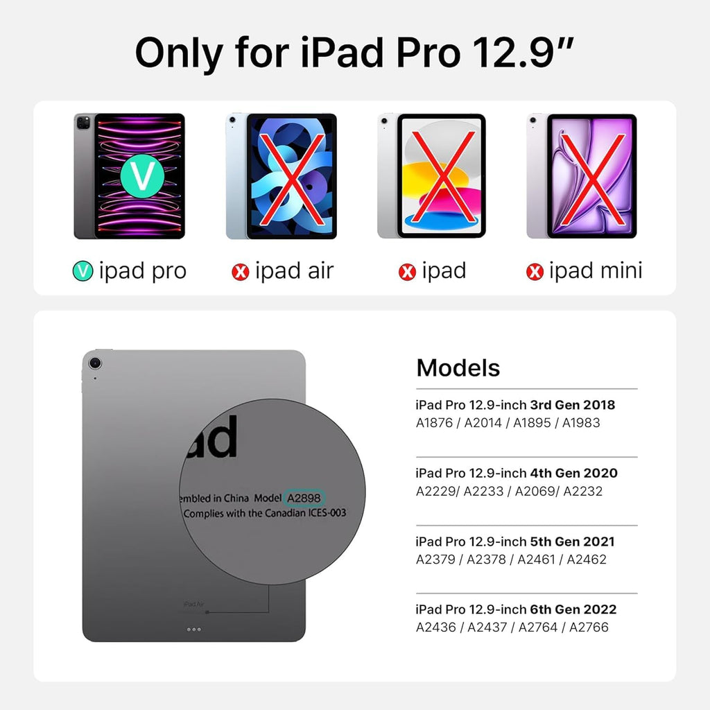 MOKIBO Fusion Keyboard, iPad Pro 12.9" Case, Wireless Touchpad Keyboard with Built-in Trackpad, Bluetooth