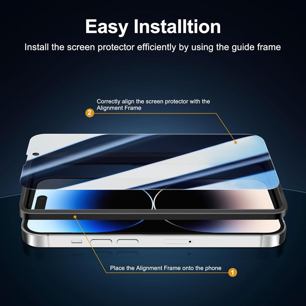 NEW'C 3 Pack Privacy for iPhone 14 Pro Screen Protector (6.1 inches), Anti-Spy Tempered Glass Film,Case Friendly Ultra Resistant, Balanced 28-Degree Privacy Angle - Easy installation tool included