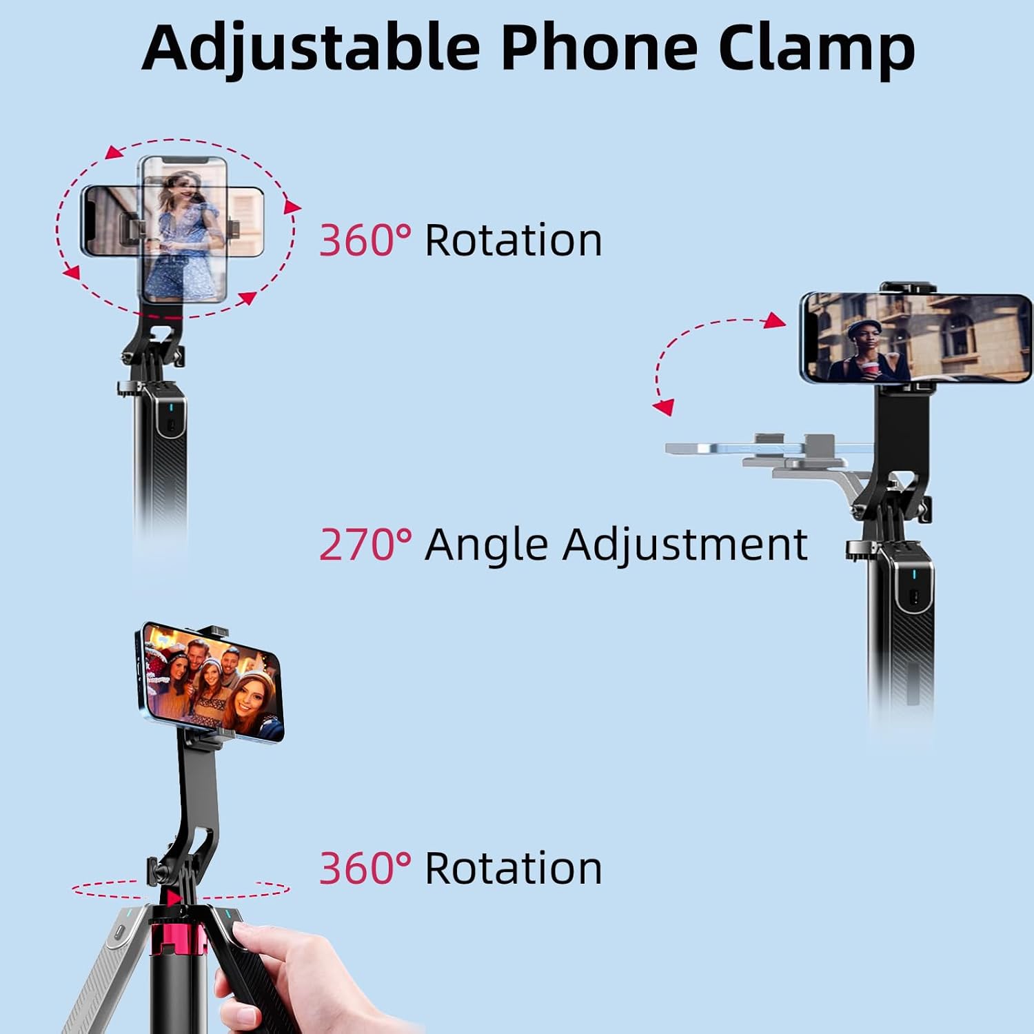 WOVTE 62" Selfie Stick with 2 Lights, Extendable Stand for iPhone, Selfie Stick with Remote, Portable Phone Tripod for Cell Phone Compatible with iPhone/Android, Camera & GoPro