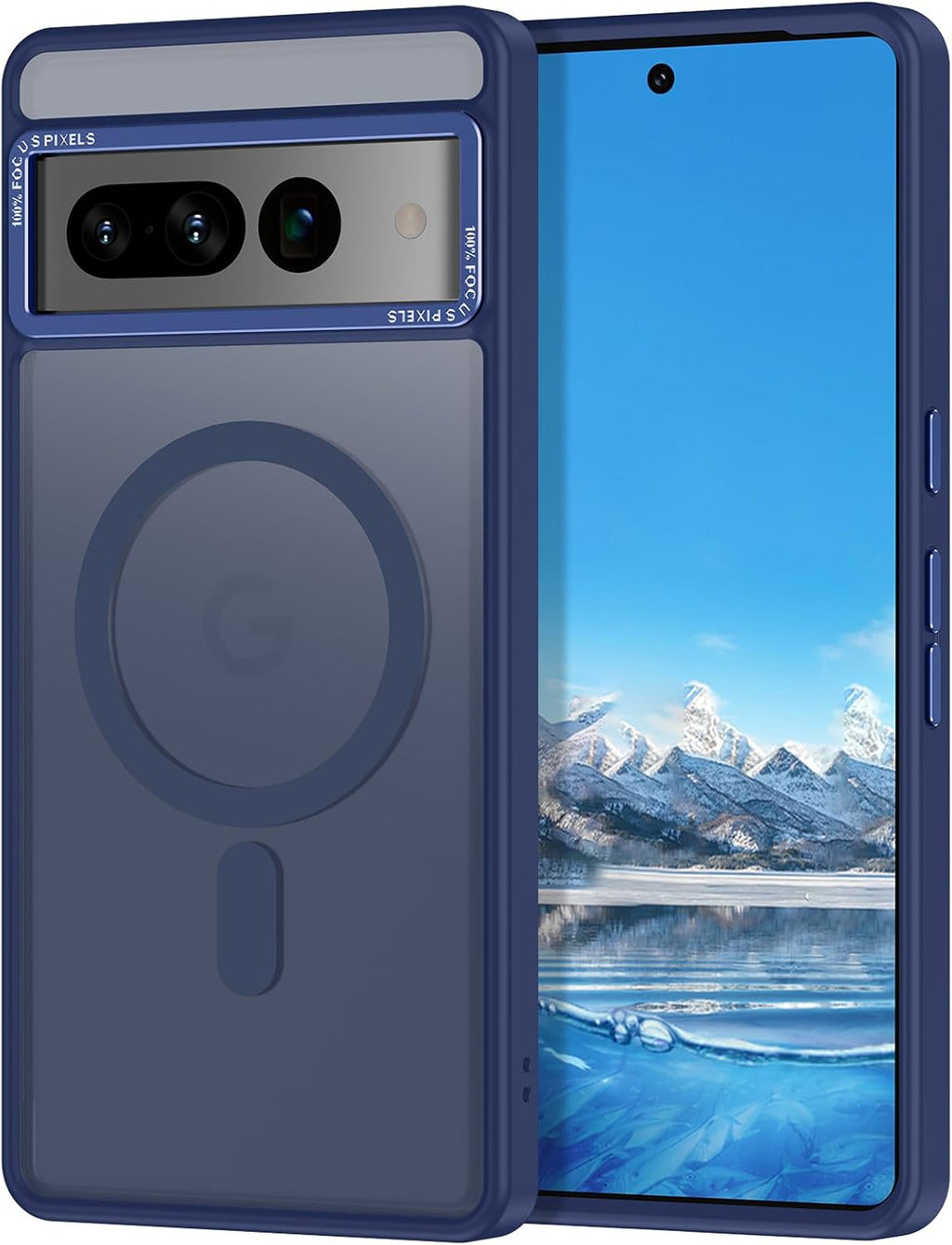 Magnetic for Google Pixel 7 Pro Case, [Military Grade Drop Protection] [Compatible with MagSafe] Shockproof Slim Translucent Matte Anti-Slip for Women Girls Men Case, Dark Blue