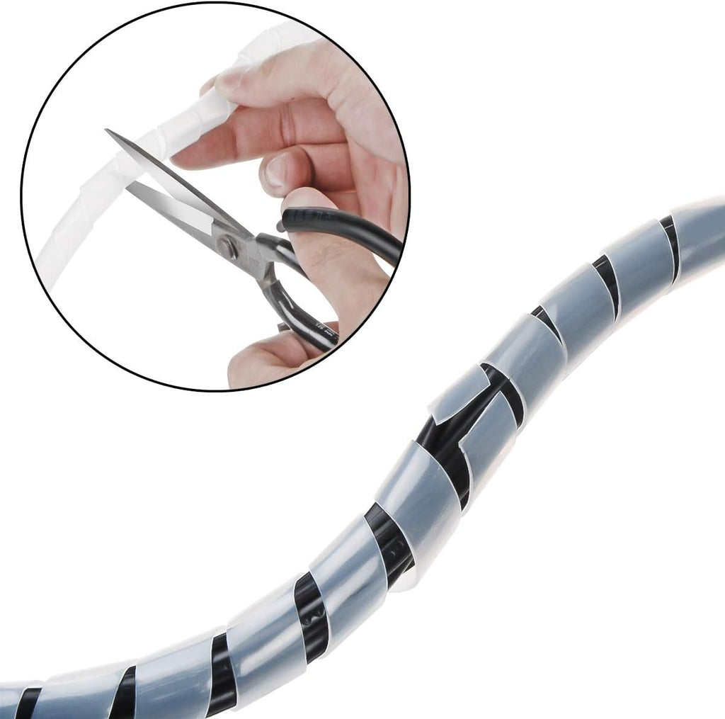 26Ft XHF 3/8" Clear Spiral Cable Wrap 10mm(Wrapping Range:7.5mm-60mm) Cord for Computer Electrical Wire Organizer Sleeve Hose RoHS