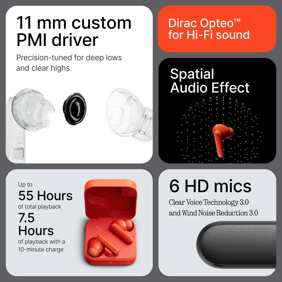 CMF Buds 2 Wireless Earbuds, 2025New Bluetooth Headphones with 48dB Hybrid ANC, Ultra Bass Technology Active Noise Cancellation Earphones, 55H Playtime, 6HD Mics, ChatGPT Integration Light Green