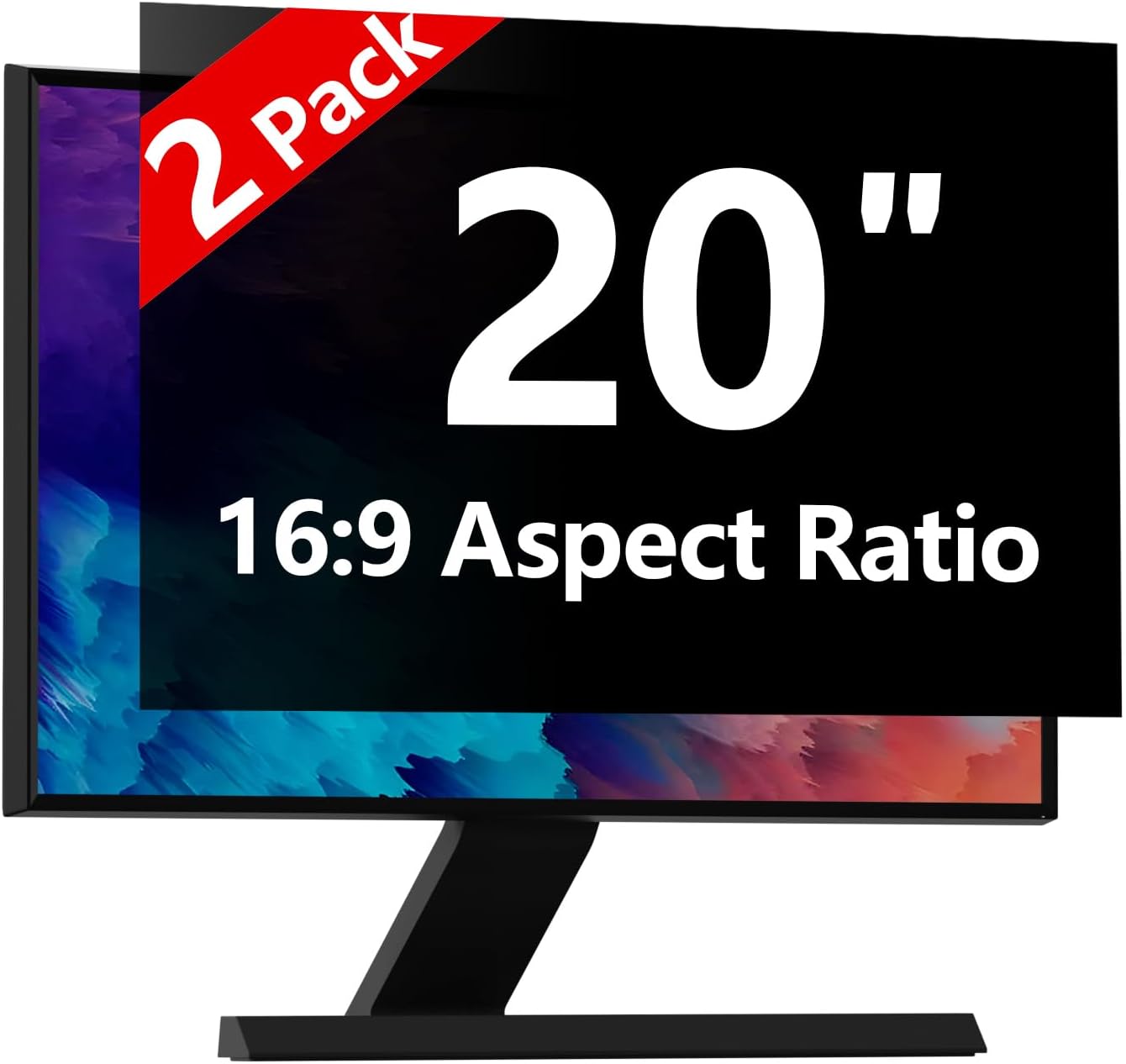 【2-Pack】 20 Inch Computer Privacy Screen for 16:9 Monitors with Anti-Spy Anti-Glare Filter, Blue Light Blocking & Eye Protection, Removable Anti-Scratch HD Clarity Screen Protector