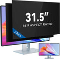 IPROKKO [2-Pack] 31.5 Inch Computer Privacy Screen Filter for 16:9 Widescreen Monitor, Removable 31.5in Anti Blue Light Glare Privacy Shield, Anti Spy Security Protector for Hp Dell Asus Acer Samsung