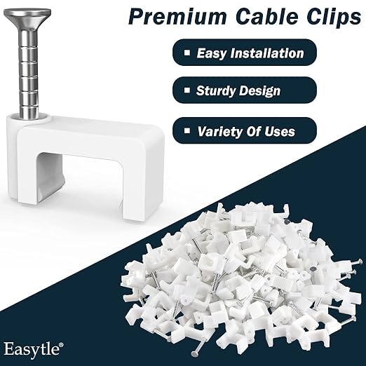 Easytle 200 Pcs 8mm Cable Clips Nail in Flat Ethernet Cable Wall Clips - Image 4
