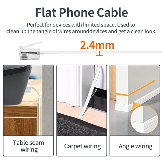 Phone Cable 15 Feet Short Telephone Line Cord - Image 6