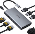 ABIWAZY USB C Docking Station Dual Monitor Adapter for Dell HP Laptop Docking Station 3 Monitors Quadruple Display USBC Hub Dongle to 4K HDMI,DP,VGA,3 USB2.0,100W PD, USB-C Dock for Lenovo,Surface