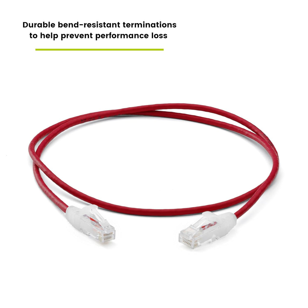 TRUECABLE Cat6 Component Rated Patch Cable, Unshielded (U/UTP), 3ft, Red, 28AWG Solid Copper, Snagless 10G High-Speed Ethernet Cable, PoE++ 4PPoE 100W, UL Listed, RoHS-3, 1 Pack
