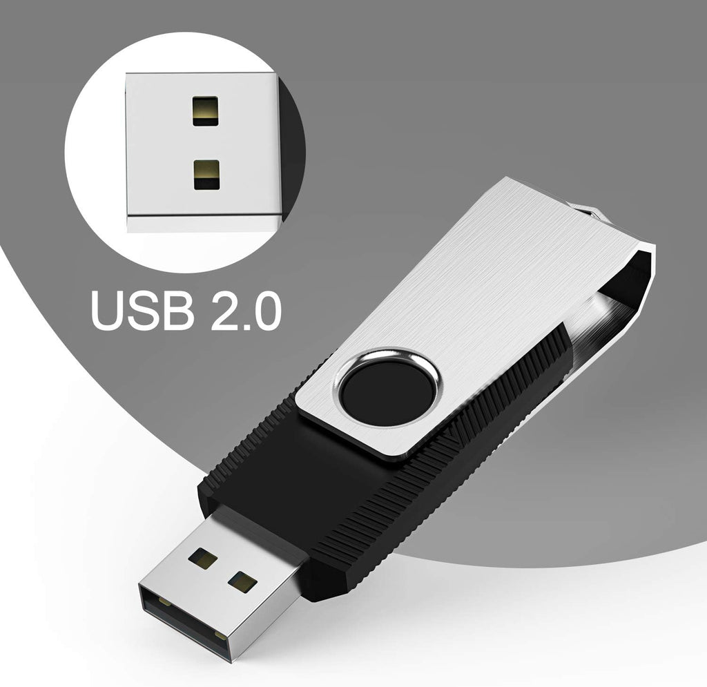 KEXIN 10 Pack USB Flash Drive - 64GB Thumb Drive with Swivel, Black (64GB, 10 Pack)