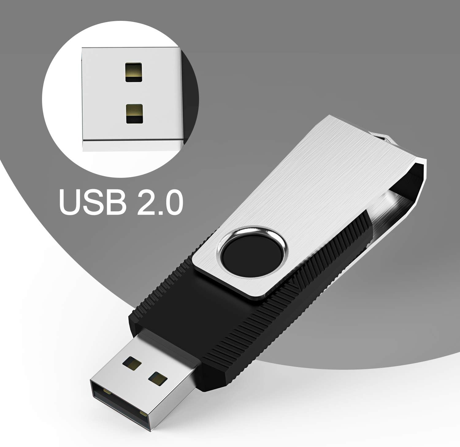 KEXIN 10 Pack 32GB USB Flash Drive Bulk Flash Drive Thumb Drive Memory Stick USB 2.0 Flash Drive Swivel Drive Black (32 GB, Black 10 Pack)