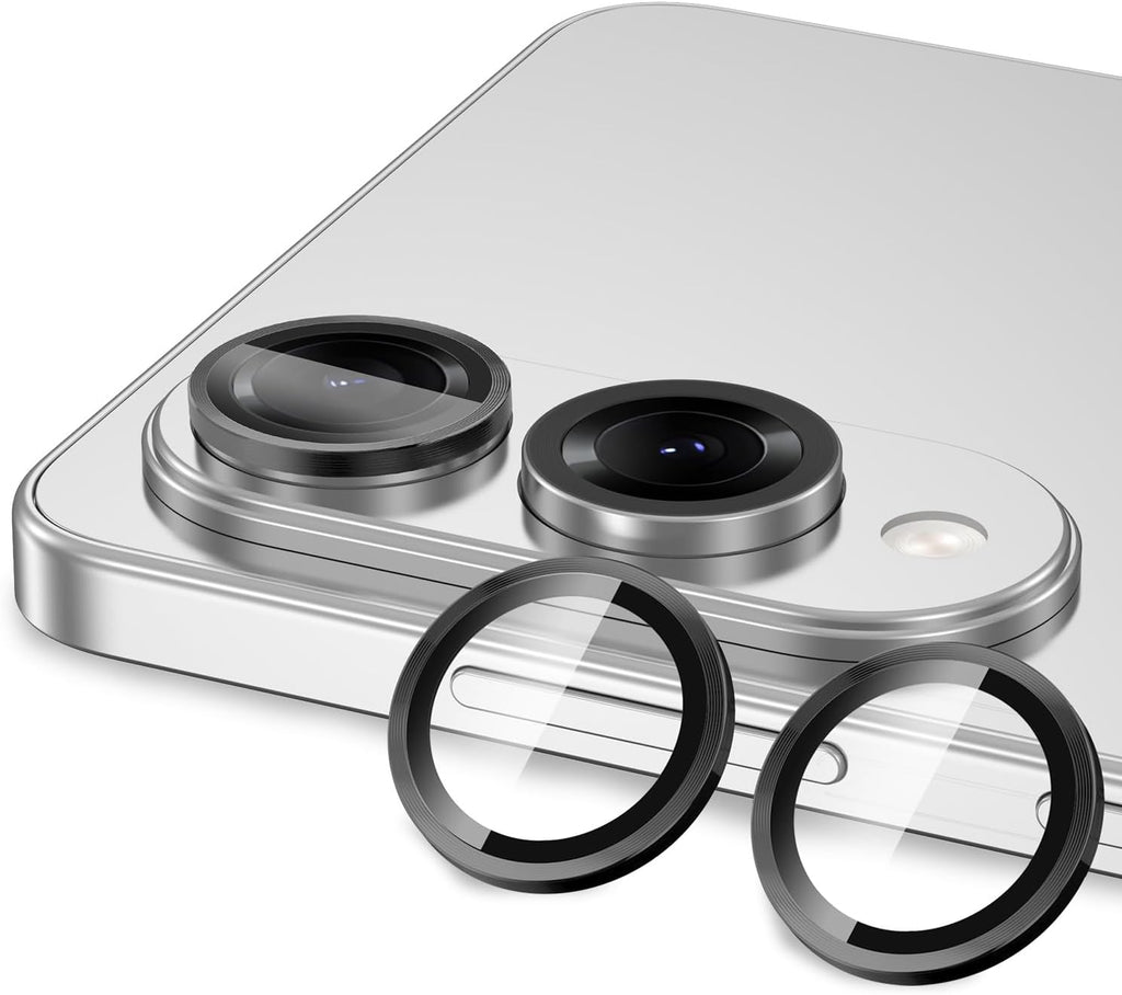 for Samsung Galaxy S25 Edge Camera Lens Protector, Individual Metal Ring Tempered Glass Lens Cover, [Strong Adsorption] Scratch Resistant Ultra-Thin HD Clear Lens Cover, 1 Set-Black