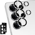 for Samsung Galaxy S25 Ultra Camera Lens Protector, Individual Metal Ring Tempered Glass Lens Cover, [Strong Adsorption] Scratch Resistant Ultra-Thin HD Clear Lens Cover, 1 Set-Slivery Ring