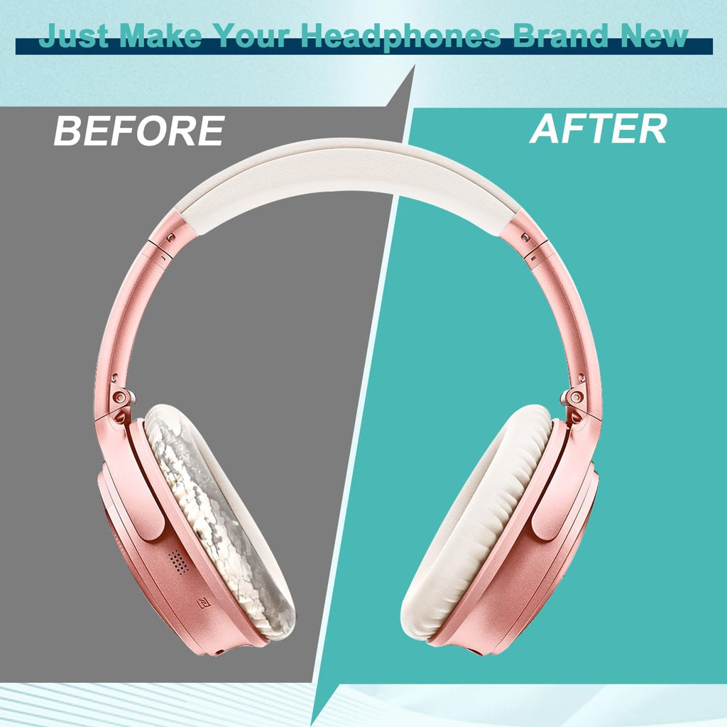Replacement Earpads Cushions for Bose QuietComfort 35 & Quiet Comfort 35 II, Headphones Ear Covers Ear Pads for Bose QC35/QC35II/25/15 QC2 / Ae2 / Ae2i / Ae2W / Sound Link/Sound True-White