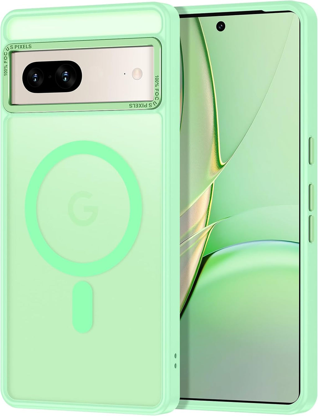 Magnetic for Google Pixel 7 Case, [Military Grade Drop Protection] [Compatible with MagSafe] Shockproof Slim Translucent Matte Anti-Slip for Women Girls Men Case, Matcha Green