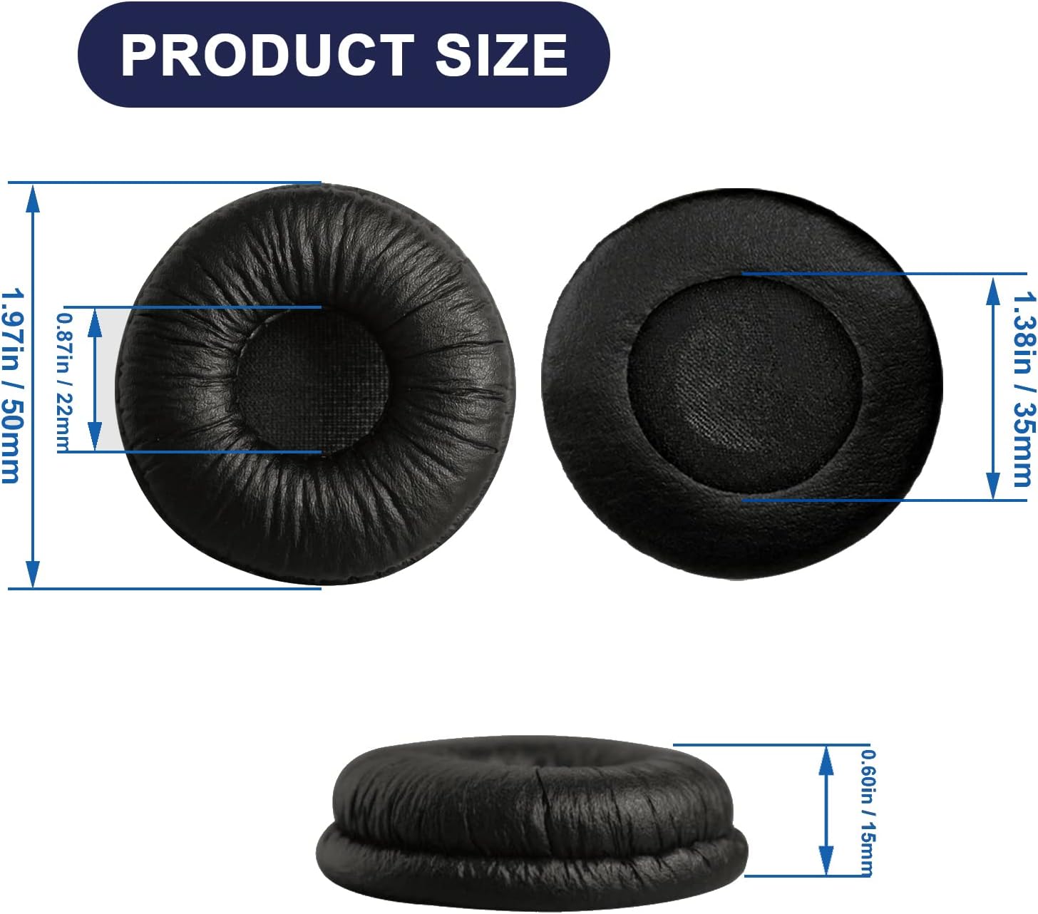 Ear Cushions for Plantronics Headset Replacement Ear Pads Compatible with Plantronics HW251N HW261N HW510 HW520 Blackwire C320 3210 3220 3320 Jabra Biz 1500 GN2000 PRO 920 9450 Headphones (4 Pack)