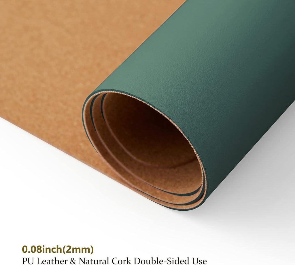 Compact Cork Desk Mat - Small Dual-Sided Desk Pad for Office and Home - Desk Organization and Accessories - Ideal for Large Mouse Pad and Small Desk Mats on Top of Desks(Dark Green,23.6"x 11.8")