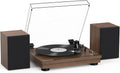 Vinyl Record Player with 24W HiFi Stereo Speakers Vintage Bluetooth Turnable for Vinyl Records with Belt Drive 2-Speed, Magnetic Cartridge RCA Output BT5.3