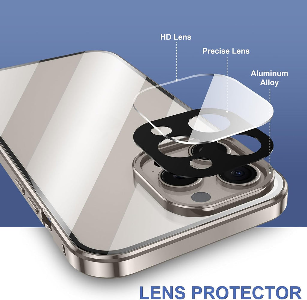 Jonwelsy Anti Peeping Case for iPhone 15 Pro (6.1"), 360 Degree Front and Back Privacy Tempered Glass Cover, Anti SPY Screen, Anti Peep Magnetic Adsorption Metal Bumper for iPhone 15 Pro (Black)