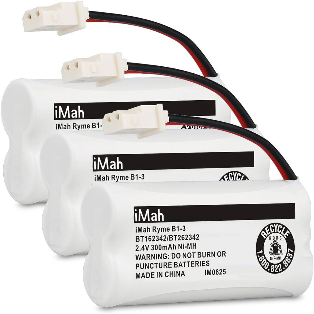 iMah BT162342/BT262342 Cordless Phone Batteries Compatible with VTech CS6409 CS6419 CS6429 CS80100 AT&T CL81101 EL5210 EL52400 Handset Telephone (Pack of 3)