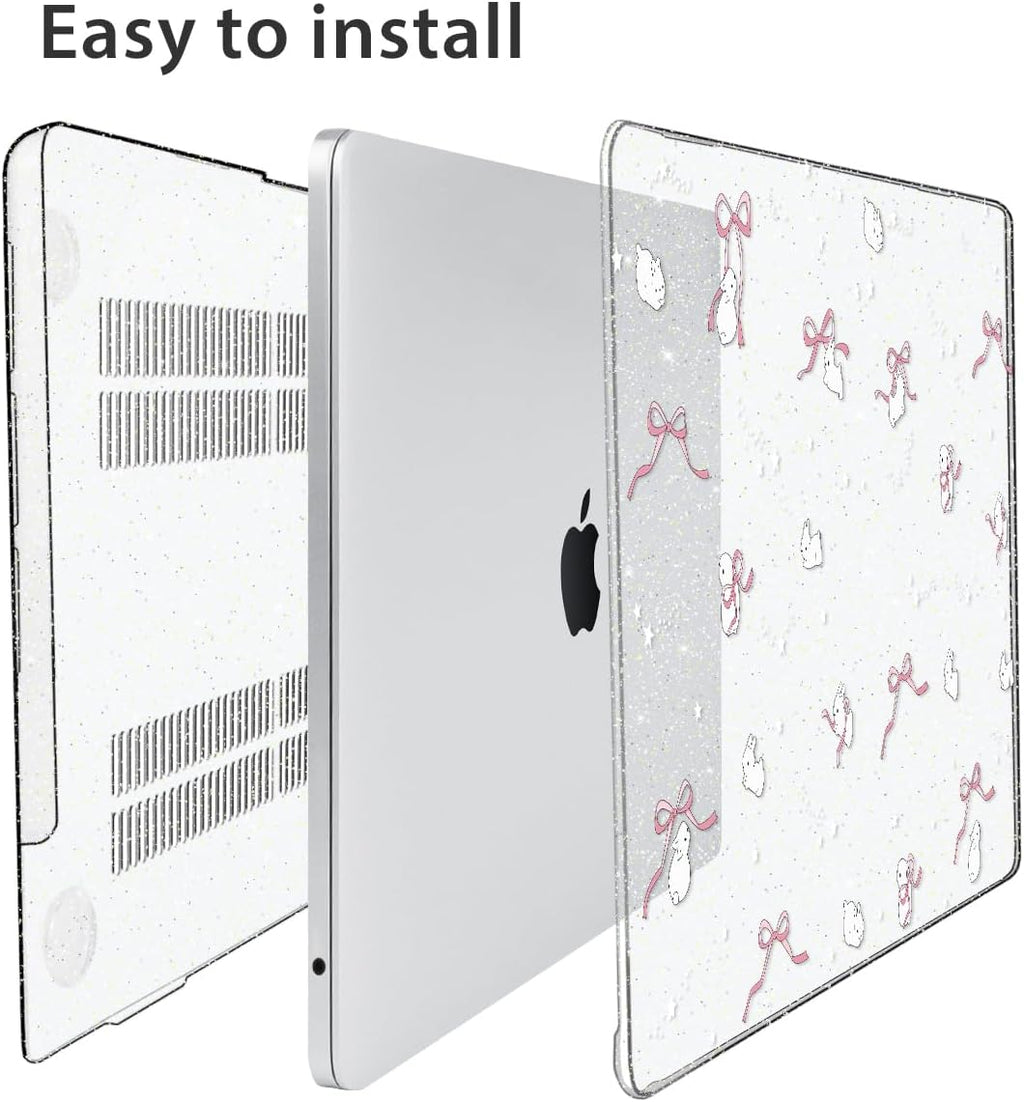 for 2025 2024 2023 2022 MacBook Air 13 inch Case M4 A3240 M3 A3113 M2 A2681 with Touch ID& 13.6" Liquid Retina Display, Plastic Hard Shell&Keyboard Cover&Screen Film&Webcam Cover, Bunny-P