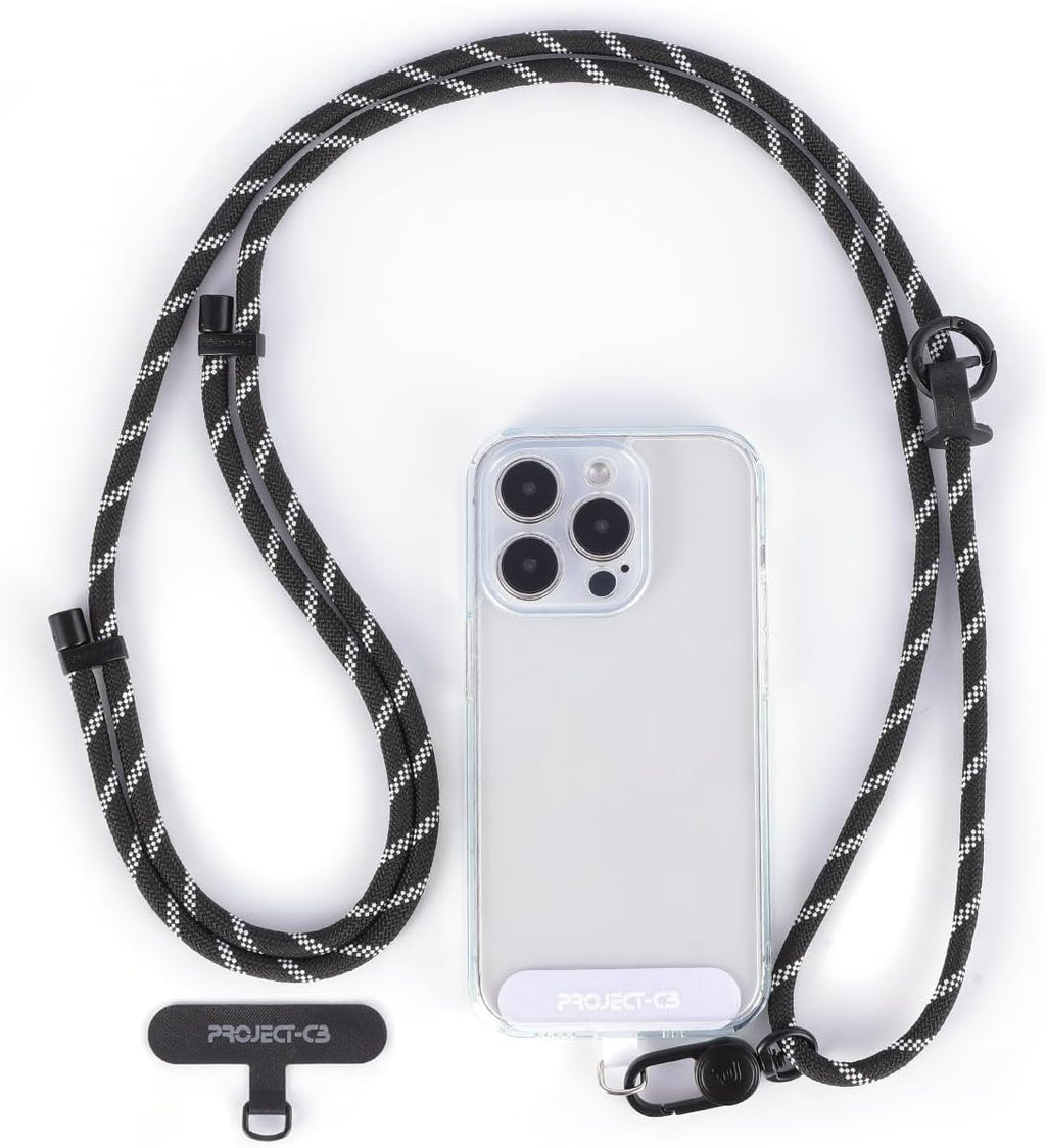 project-cb Cell Phone Lanyard 1,Phone Tether Tab 2,Crossbody Strap,Lanyards for Around the Neck,Adjustable Strap 80-160cm (Blackshadow-B)