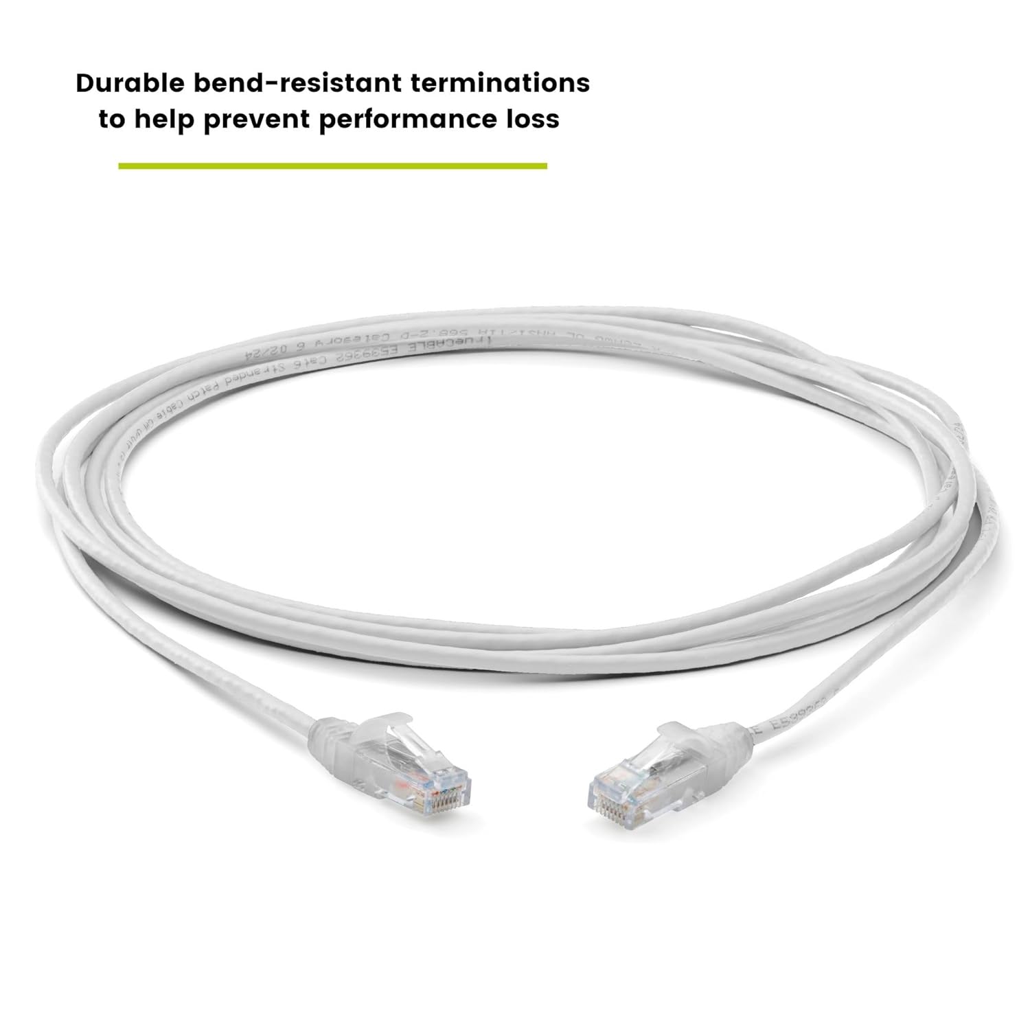 TRUECABLE Cat6 Component Rated Patch Cable, Unshielded (U/UTP), 10ft, White, 28AWG Solid Copper, Snagless 10G High-Speed Ethernet Cable, PoE++ 4PPoE 100W, UL Listed, RoHS-3, 5 Pack