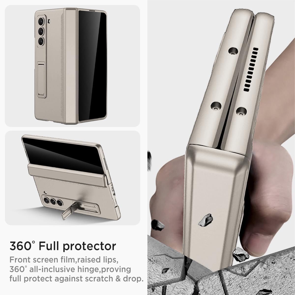 Miimall for Samsung Galaxy Z Fold 6 Case with Privacy Screen Protector, Built-in Adjustable Kickstand & Magnetic Hinge Protection All-Inclusive Protective Case for Galaxy Z Fold 6 5G Titanium Grey