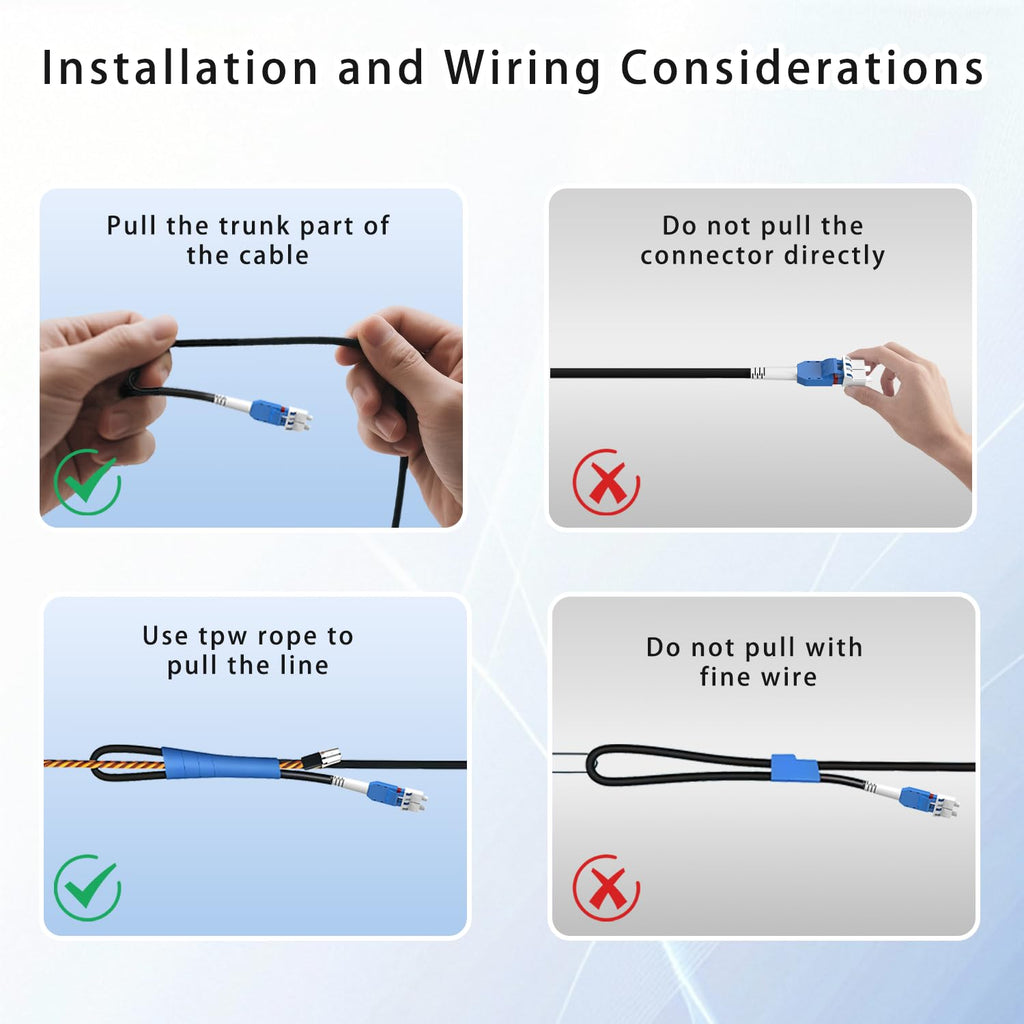 500M/1640FT LC to LC Armored Outdoor Fiber Optic Cable, Single Mode Duplex 9/125μm SMF Fiber Patch Cord, OS1/OS2 Compatible, Black LSZH Jacket, Uniboot Jumper for FTTH, Data Center, Long-Distance Use