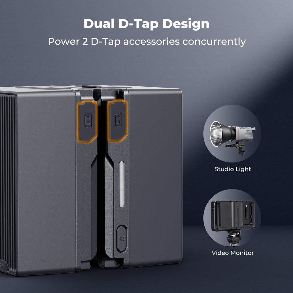 K&F CONCEPT V Mount Battery, 99Wh 6700mAh V-Mount Battery with PD 100W USB-C Fast Charging, with Dual D-TAP/A/USB-C/DC/TFT Display/Emergency Light for Camera, Camcorder, Monitor, Video Light