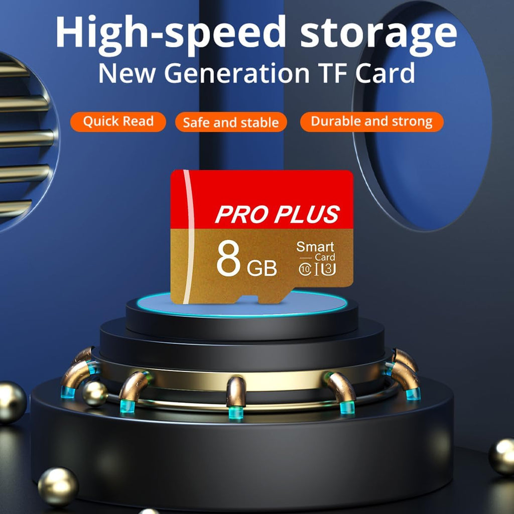 2 Pack TF Card 8GB with Adapter, High Speed Memory Card, UHS-I C10 A1 Memory TF Card for Tablet/Mobile Phone/Camera/Car Audio/Game Console (TF162 Red Gold 8GB)