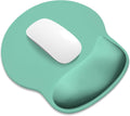 ITNRSIIET Ergonomic Mouse Pad with Wider Memory Foam Wrist Rest +17%, Curved Cushion Reduces Pressure 20%, Pain Relief, Non-Slip, Smooth, Cute Color Desk Accessory, 9.85 x 9 inch, Mint Green