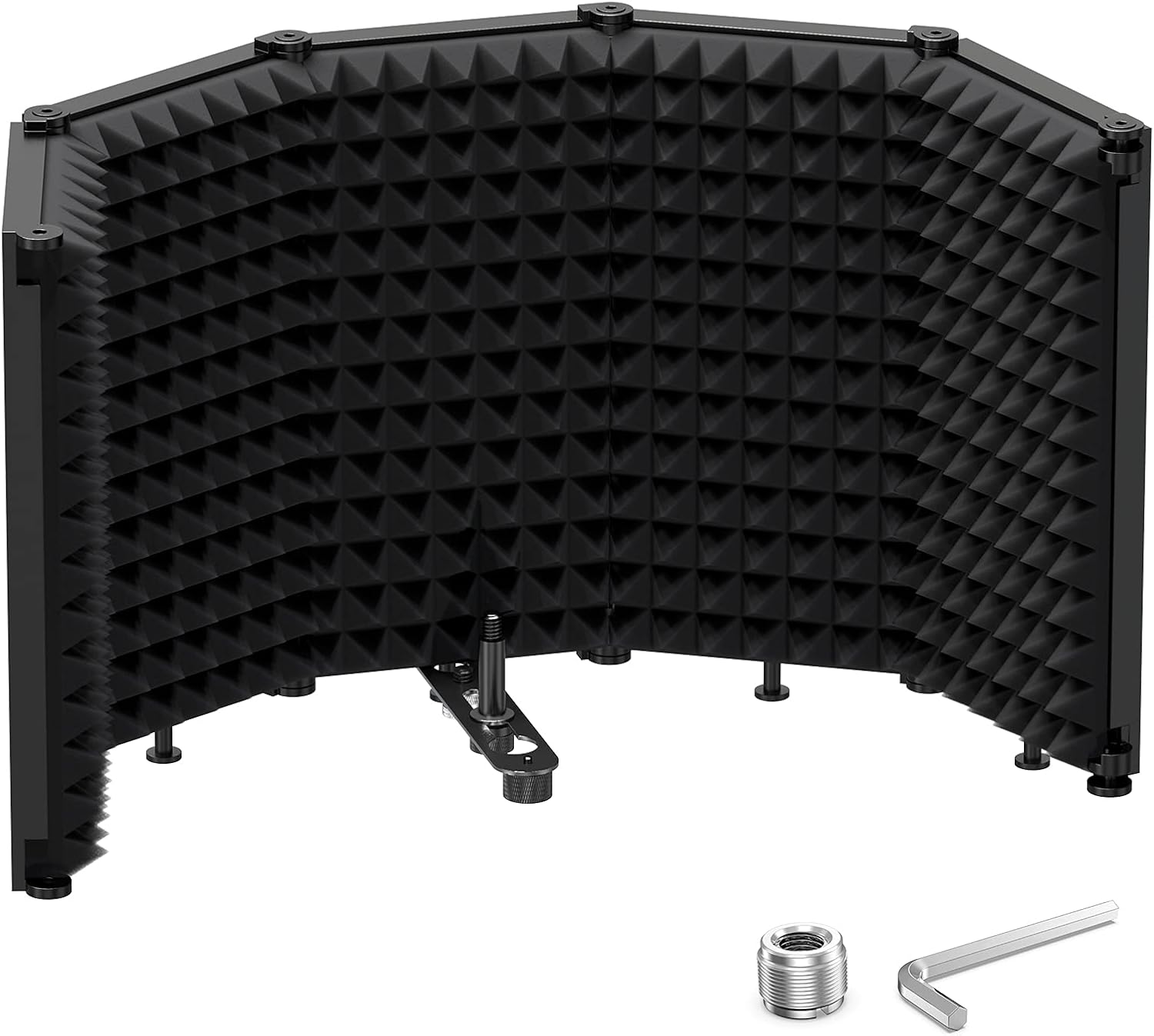 Moukey Microphone Insulation Sound Insulation Sound Shield Isolation, 5 Sides Microphone Sound-Absorbing Foam Reflector for Recording Studio, Podcasts, Vocals and Broadcasting