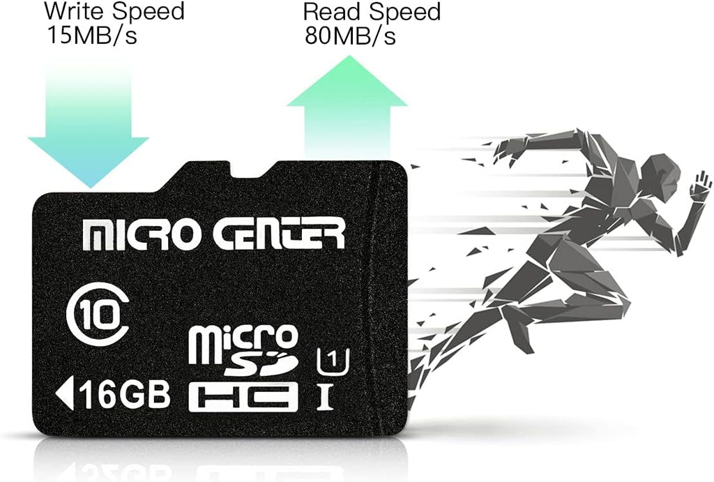 Micro Center 16GB Class 10 MicroSDHC Flash Memory Card with Adapter for Mobile Device Storage Phone, Tablet, Drone & Full HD Video Recording - 80MB/s UHS-I, C10, U1 (10 Pack)