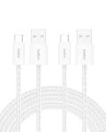 Belkin USB A to USB C Cable 2-Pack, 9.9ft, 15W - Type C Charger, iPhone Charger Cord, Soft, Braided, Flexible for iPhone 16 & 15, Galaxy S25, Pixel 9, iPad Pro, Airpods Pro, Switch & More - White