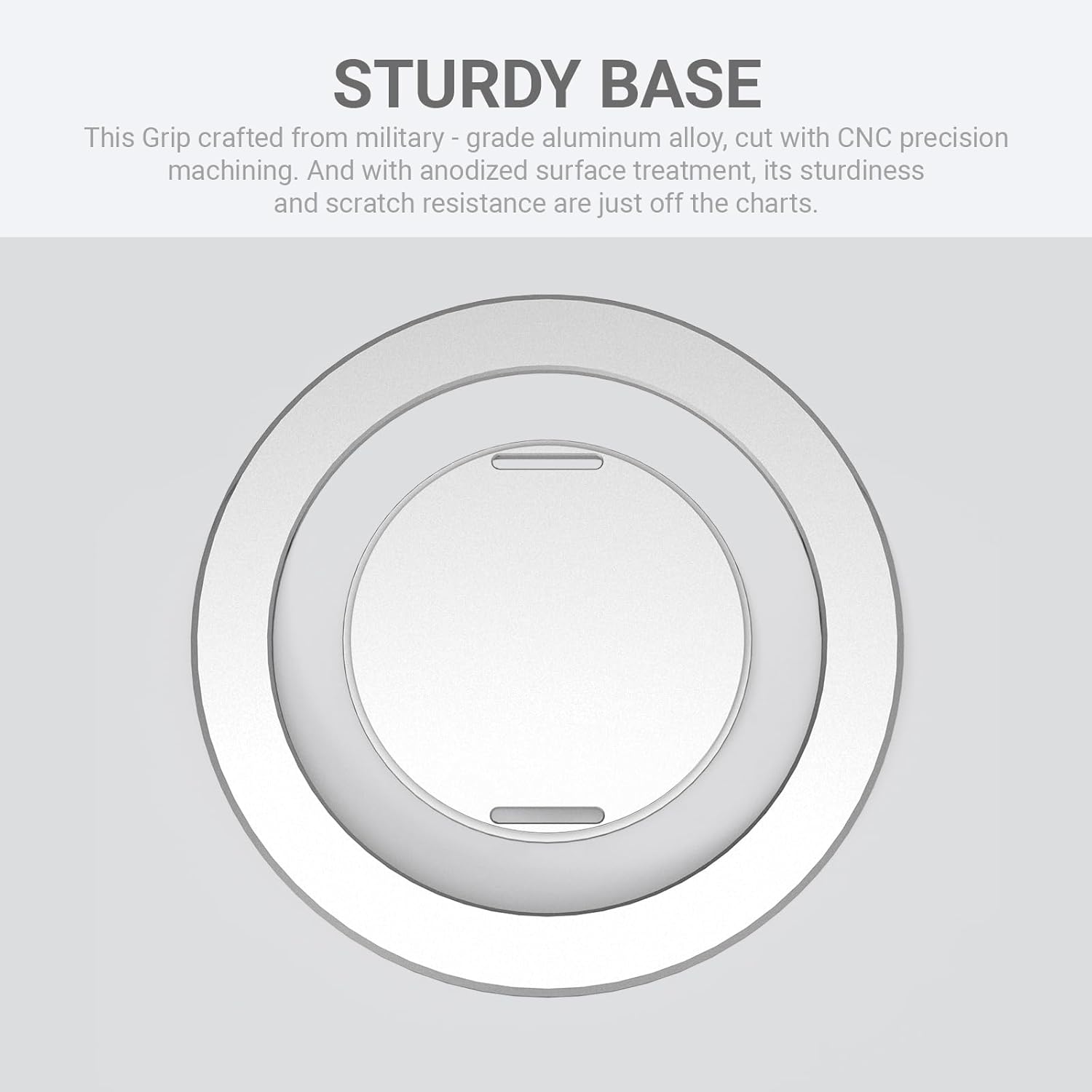 Grat 3 Lite Magnetic Phone Loop, [Nylon-core Silicone Strap] 360° Rotatable Phone Grip, Detachable Finger Holder Compatible with Magsafe for iPhone 16 15 14 13 12 Pro/max, Silver
