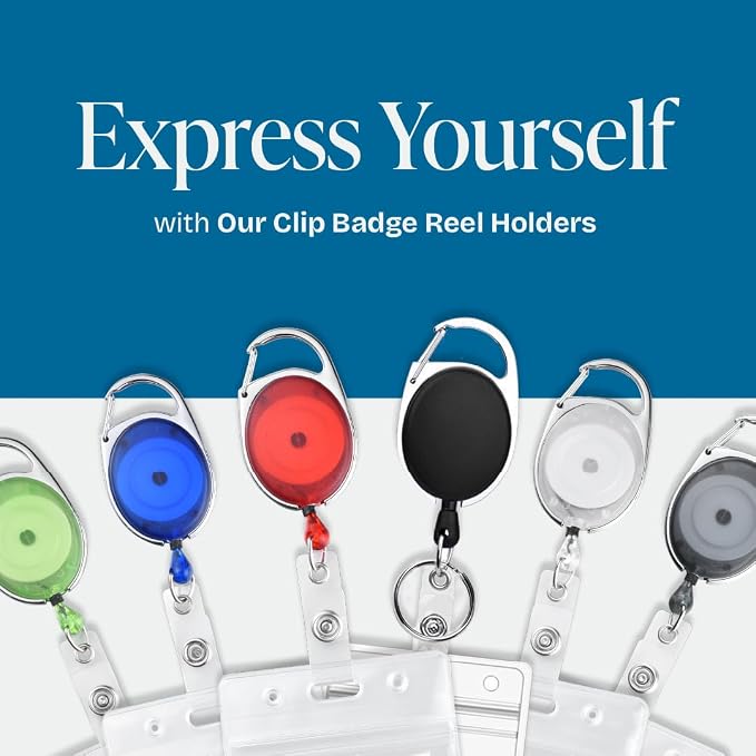 2 Pack Id Badge Holder with Clip, Transparent Light Blue Reels with Id Sleeves - Image 7